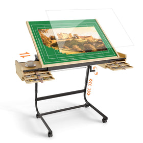 Evawoo puzzle table crank lift for adjustable height and comfortable sessions.