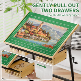 Evawoo puzzle table hidden drawers store trays and supplies for an organized workspace.