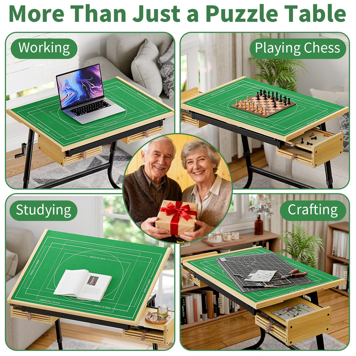 Evawoo puzzle table open-edge design simplifies transitions onto a storage board.