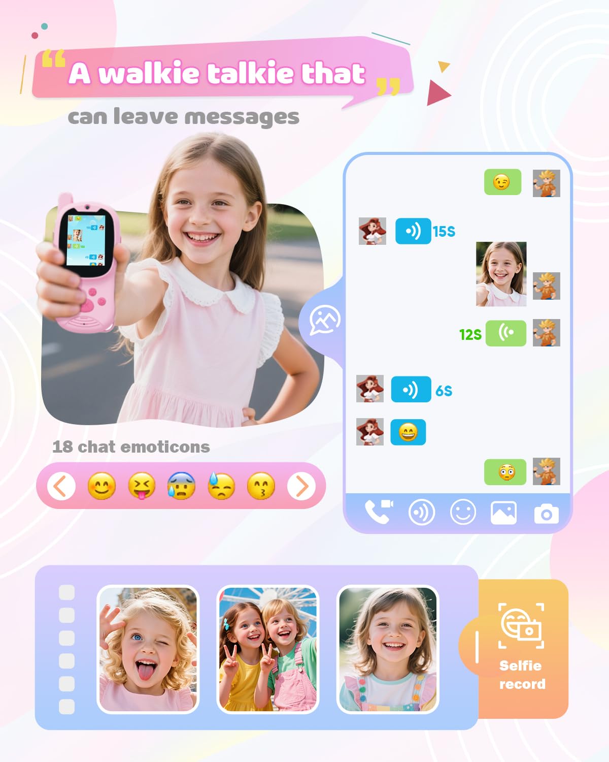 Eveedo camera and color screen enable real-time video chats.