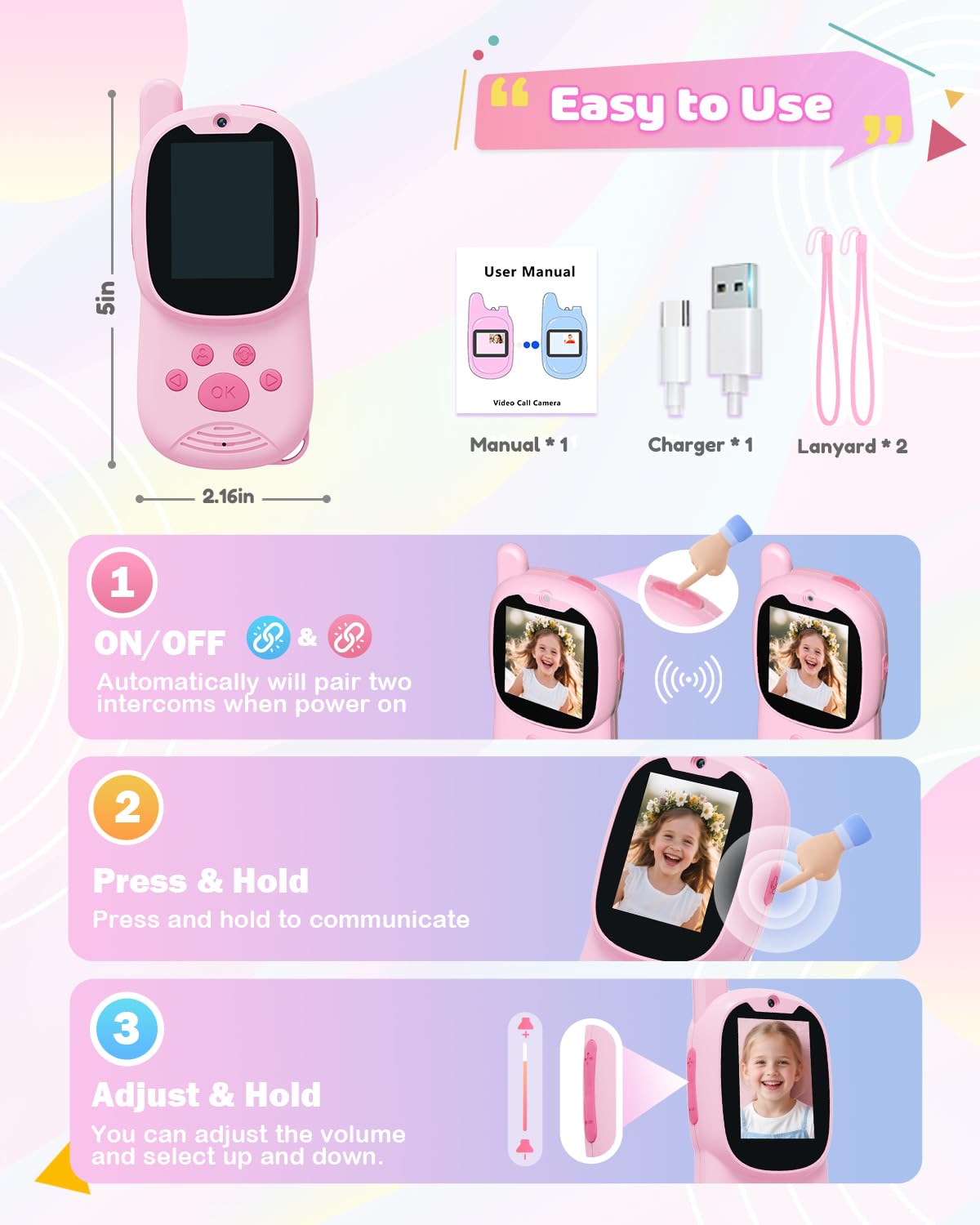 Eveedo easy one-button control fits small hands.