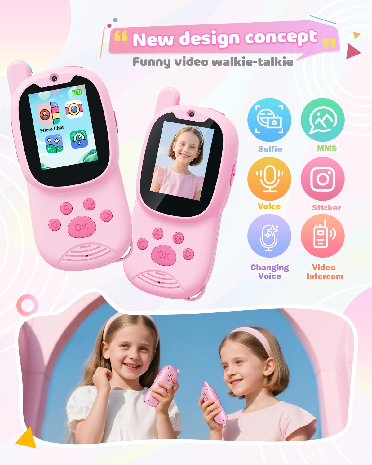 Eveedo two-pack kids walkie talkies, perfect for shared adventures and playdates.