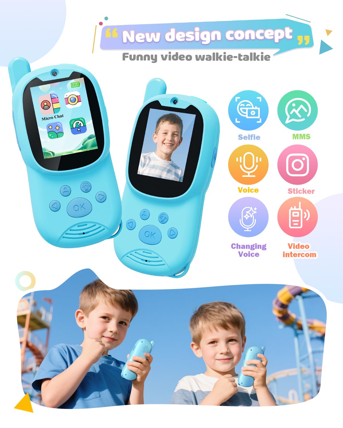 Eveedo blue in-hand view shows easy one-button control for small hands.
