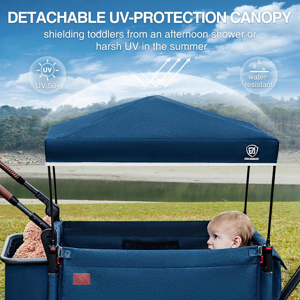 Telescopic pull handle adapts to rugged terrain for versatility