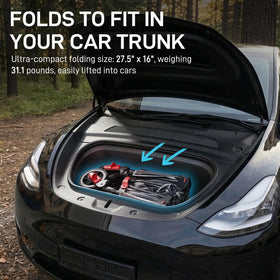 Compact folded EVER ADVANCED Wagon Stroller fits small car trunk and closet spaces