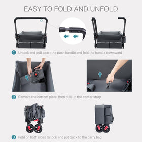 Storage pockets on EVER ADVANCED Wagon Stroller for snacks and toys