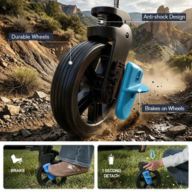 EVER ADVANCED wagon-stroller two-kids anti-shock-system blue, quiet ride on uneven ground