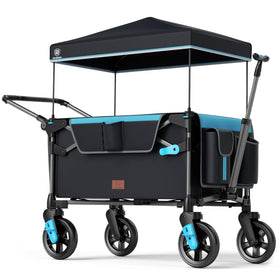 EVER ADVANCED wagon-stroller two-kids one-step fold blue, easy storage for trunks
