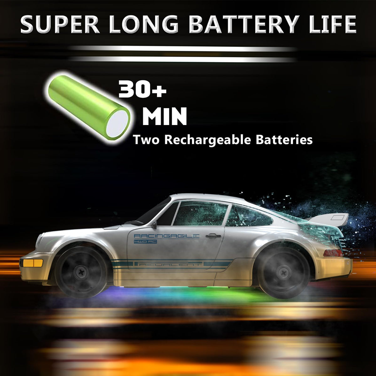 Everbigmai RC Drift Car rubber tires for high-speed road racing.