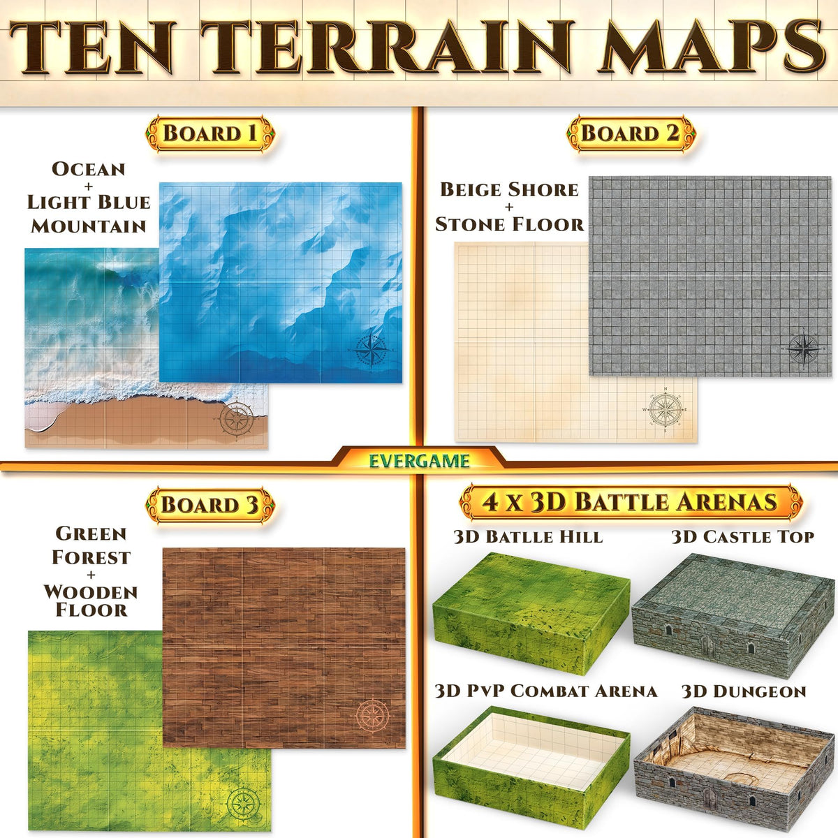 EverGame 22x26 battle arenas offer expansive play spaces.
