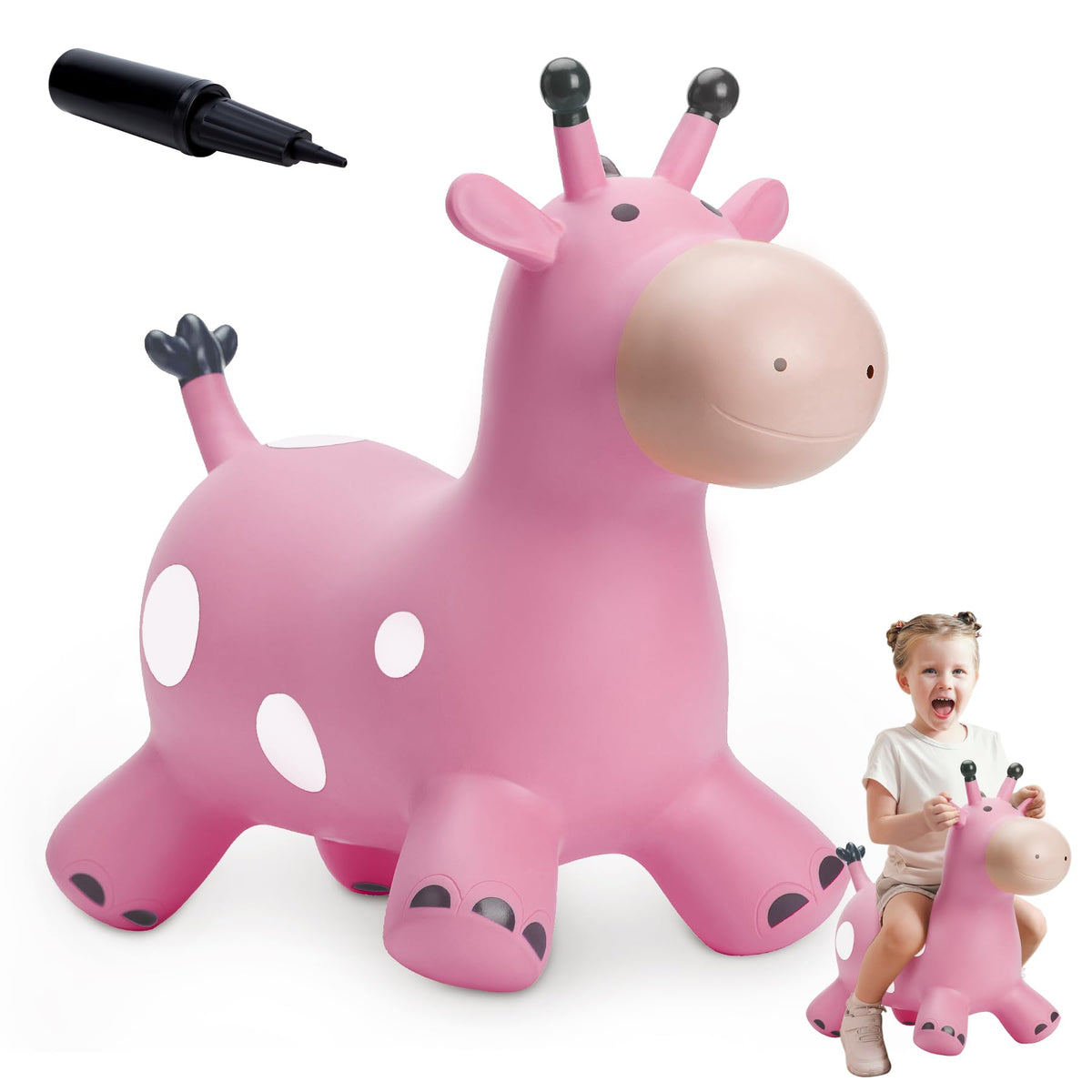 Everich Toy giraffe bouncy horse front view boosts active play and balance for toddlers