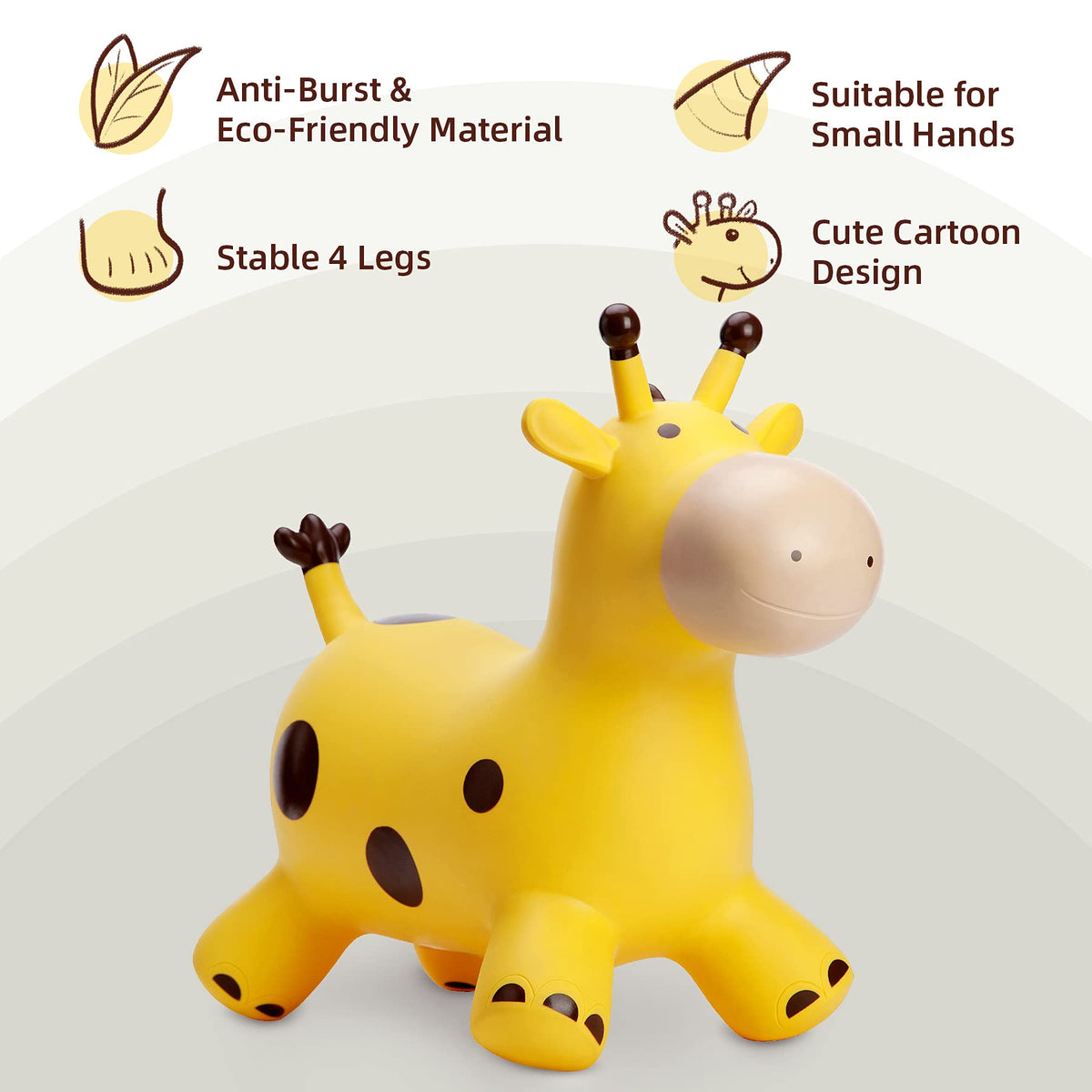 EVERICH TOY giraffe bouncy horse inflation valve close-up highlights easy setup