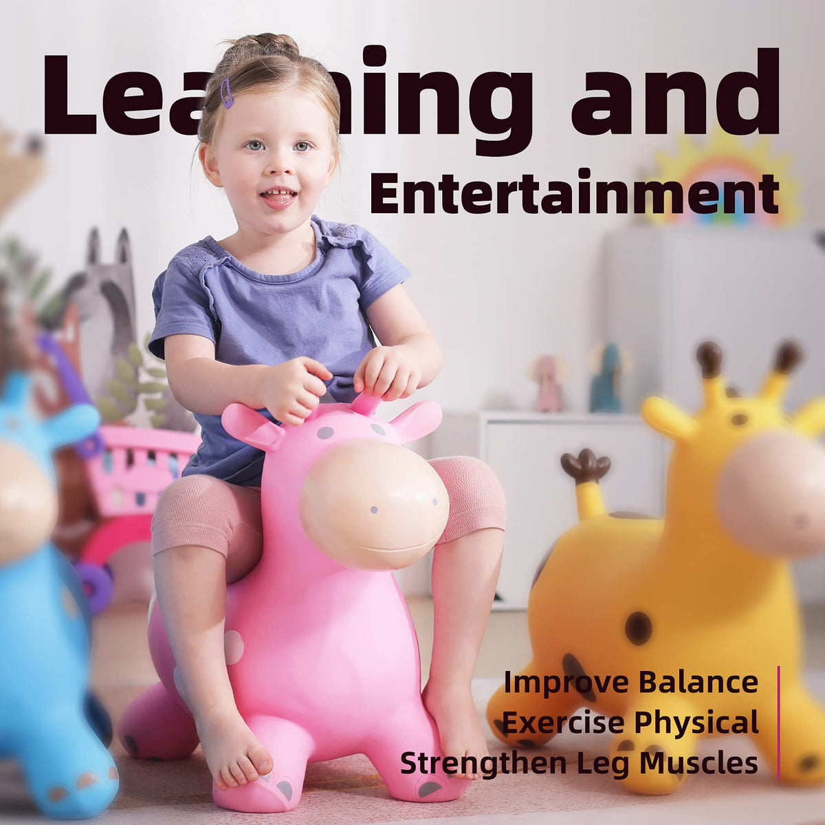 Everich Toy giraffe bouncy horse safe materials reassure parents during playtime