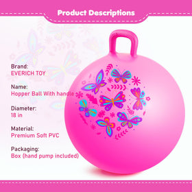 Everich Toy hopper ball measures 18 inches when inflated for kid-sized hopping fun.