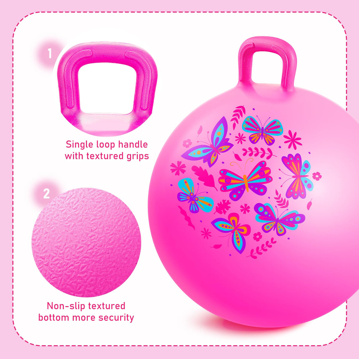 Everich Toy hopper ball has an anti-slip bottom for stability on various surfaces.