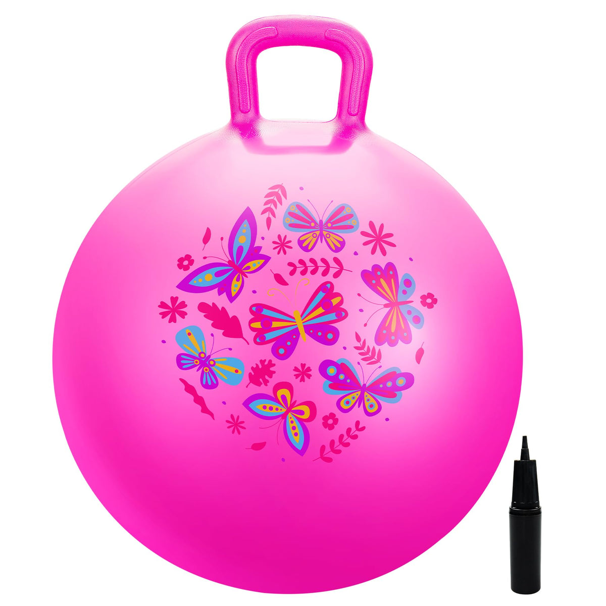 Everich Toy hopper ball with butterfly pink graphic enhances imaginative play and gentle exercise.