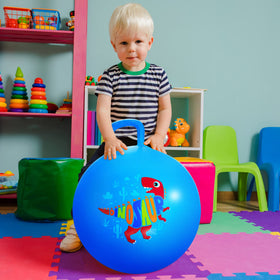 Easy grip handle on the Everich Toy hopper ball dinosaur blue for kids.