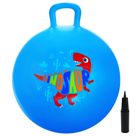 Everich Toy hopper ball dinosaur blue handle closeup for easy grip during play.