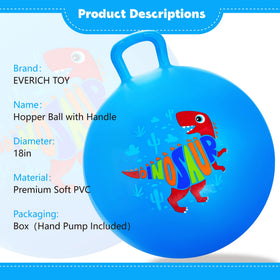 Everich Toy hopper ball dinosaur blue side view showing safe textured bottom.
