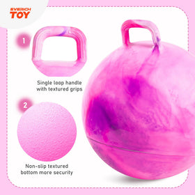 EVERICH TOY Hopper Ball ergonomic handle keeps small hands secure during hops.