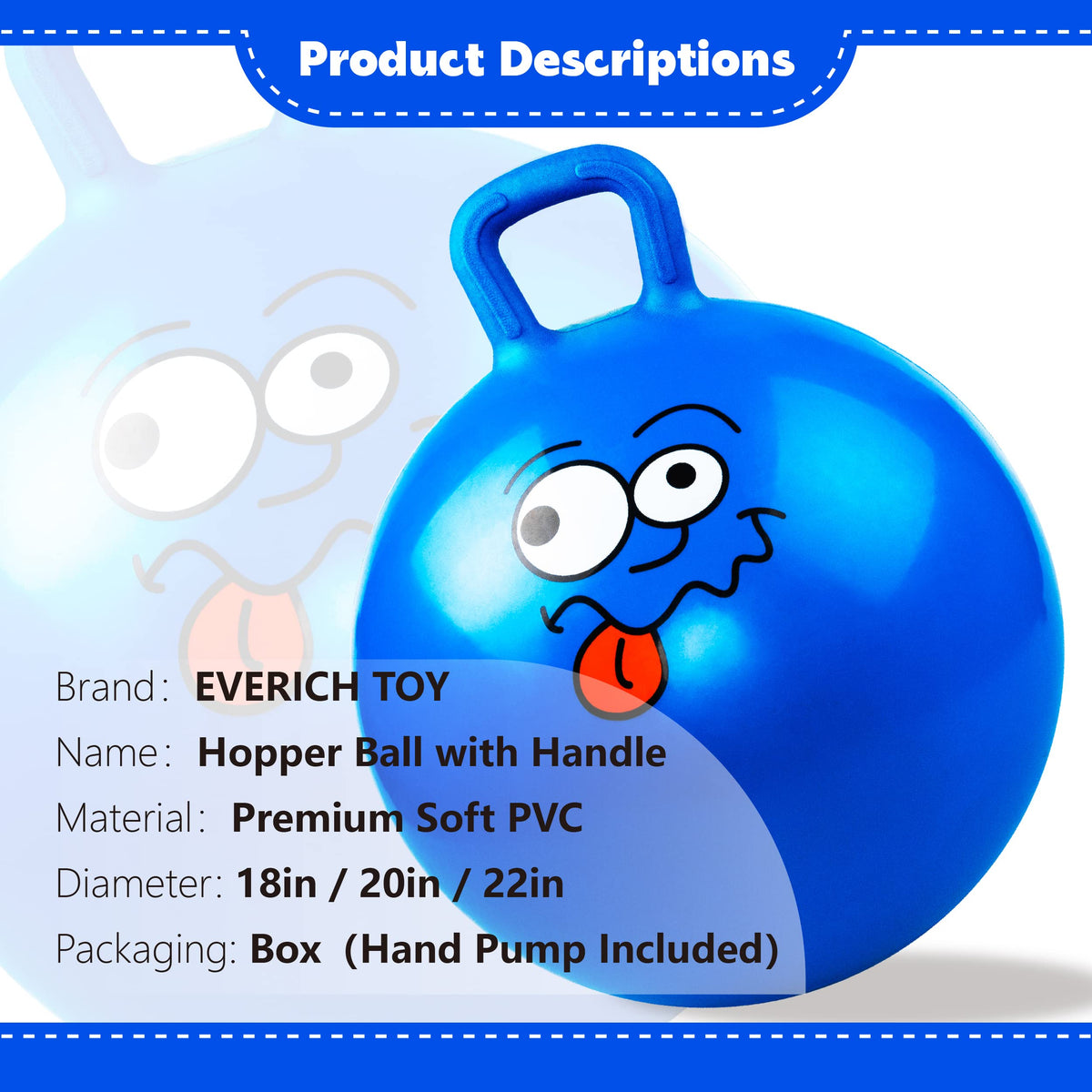 EVERICH TOY Hopper Ball textured bottom provides stability during hops.