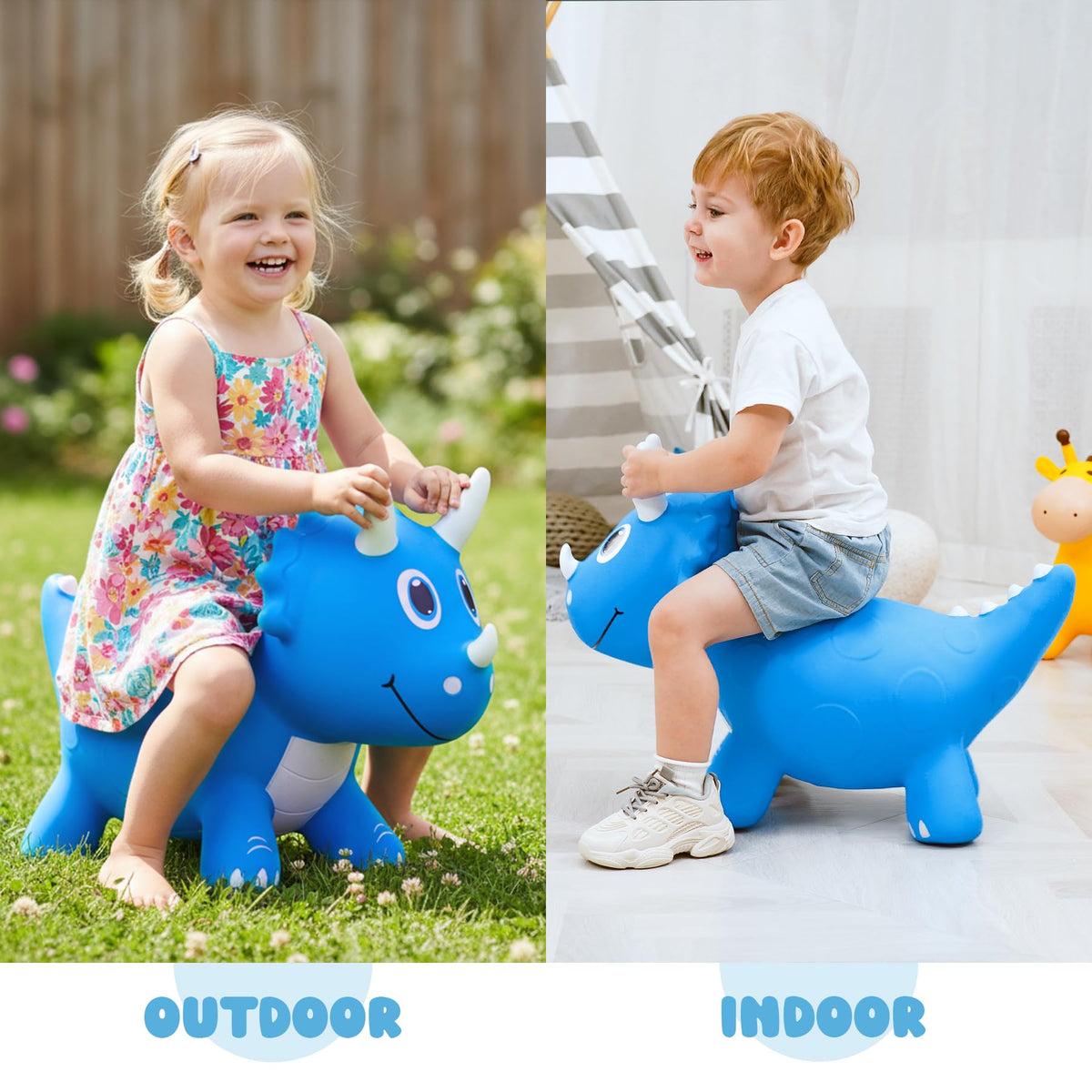 EVERICH TOY indoor outdoor play scene with dino bouncer
