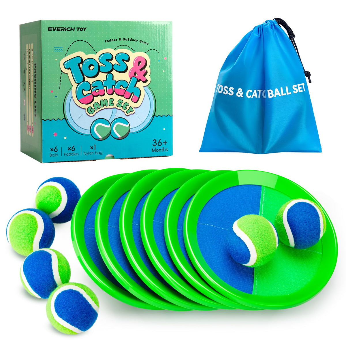 EVERICH TOY toss and catch paddles with sticky surface for easy backyard play