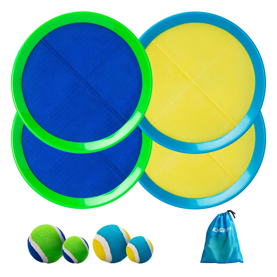 EVERICH TOY toss-and-catch-ball-set at the beach for family outdoor fun.