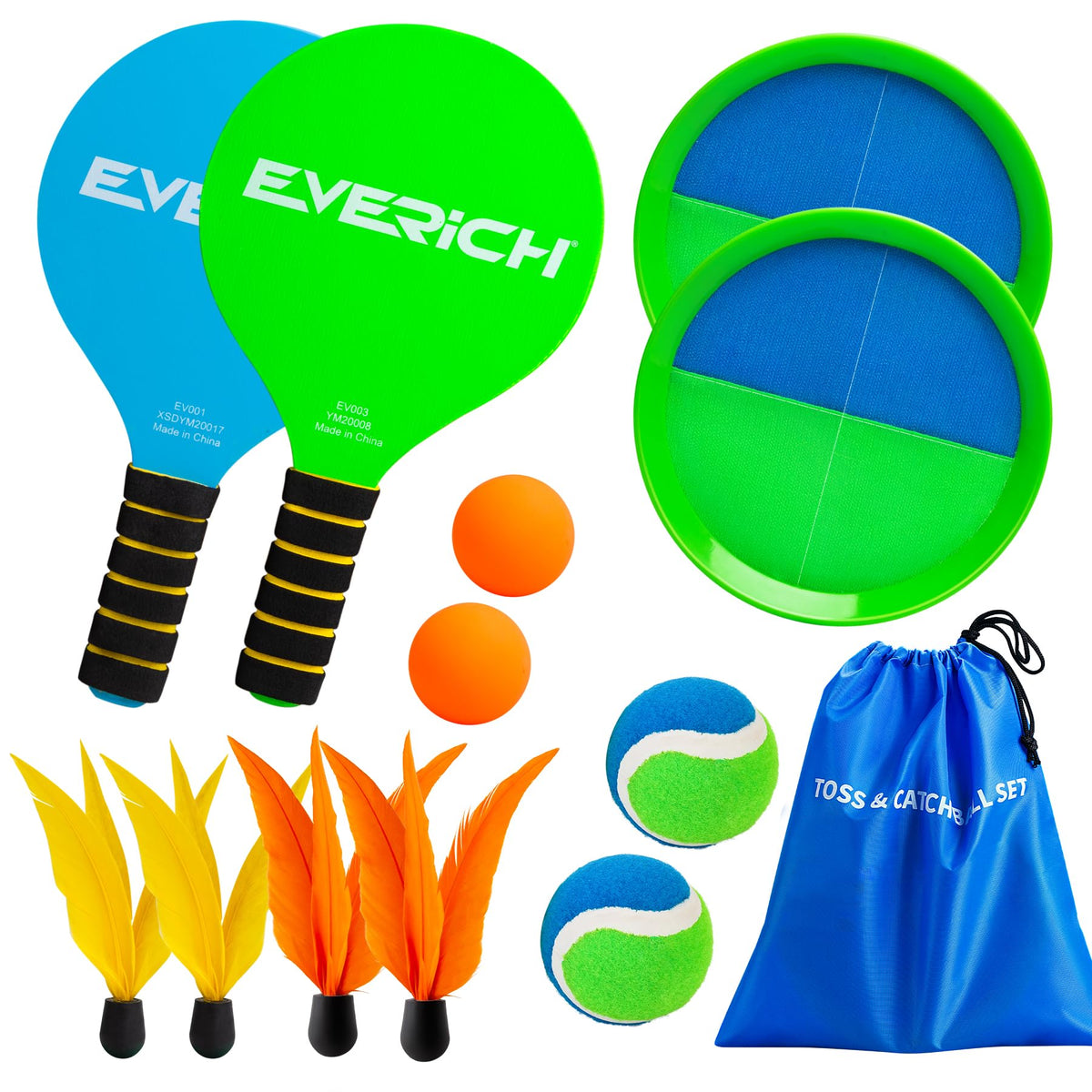 Everich Toy toss-and-catch paddles for outdoor family fun.