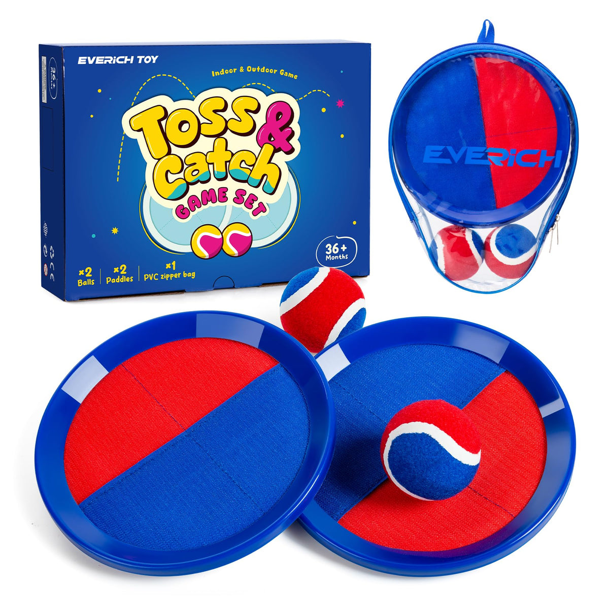 EVERICH TOY toss and catch paddles for outdoor family play.