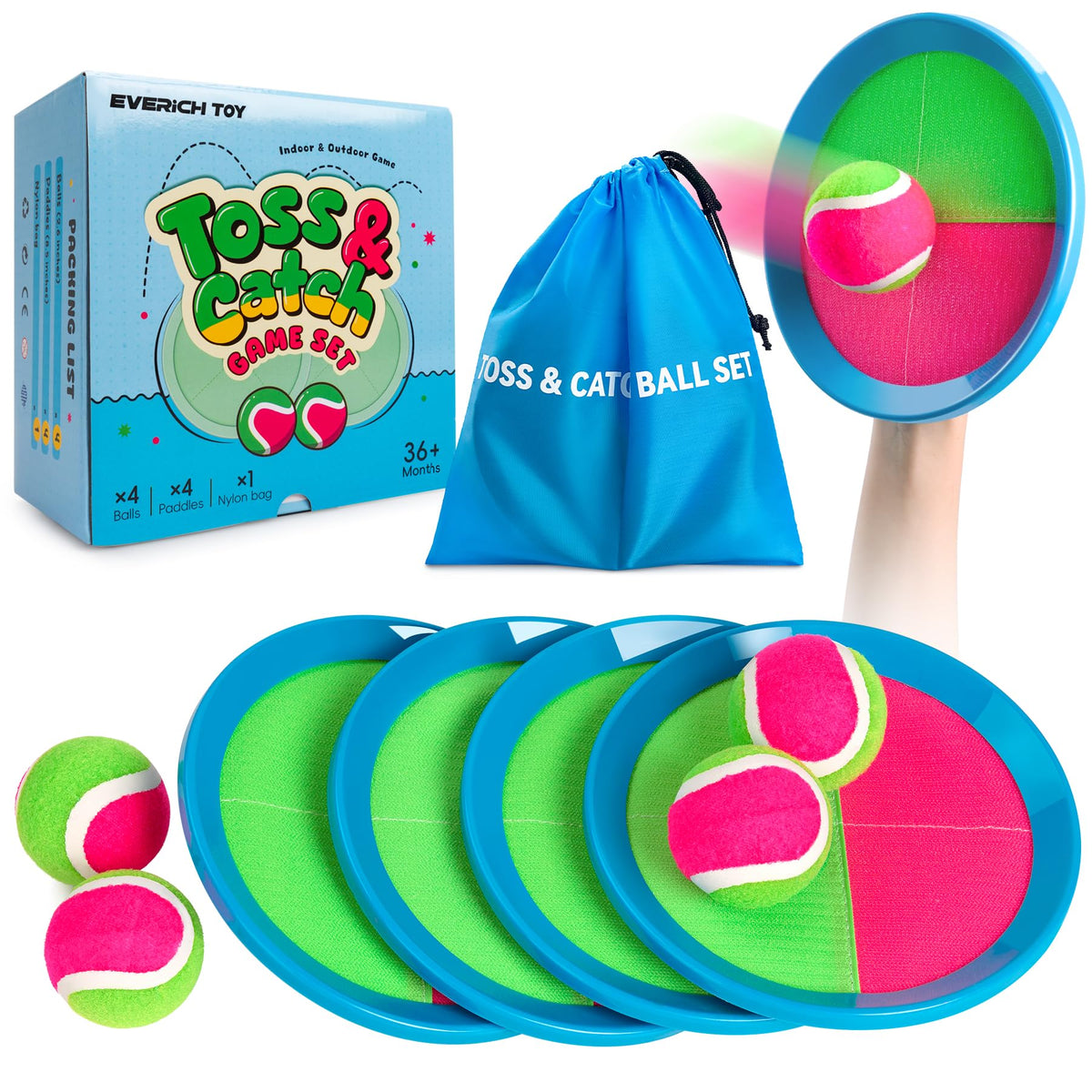 EVERICH TOY toss paddles on the beach for family fun.