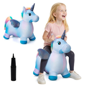 Everich Toy Unicorn Bouncy Hopper closeup shows soft plush surface for cozy play