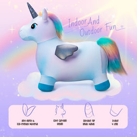 Everich Toy Unicorn Bouncy Hopper inflated surface shows durable construction for outdoor use
