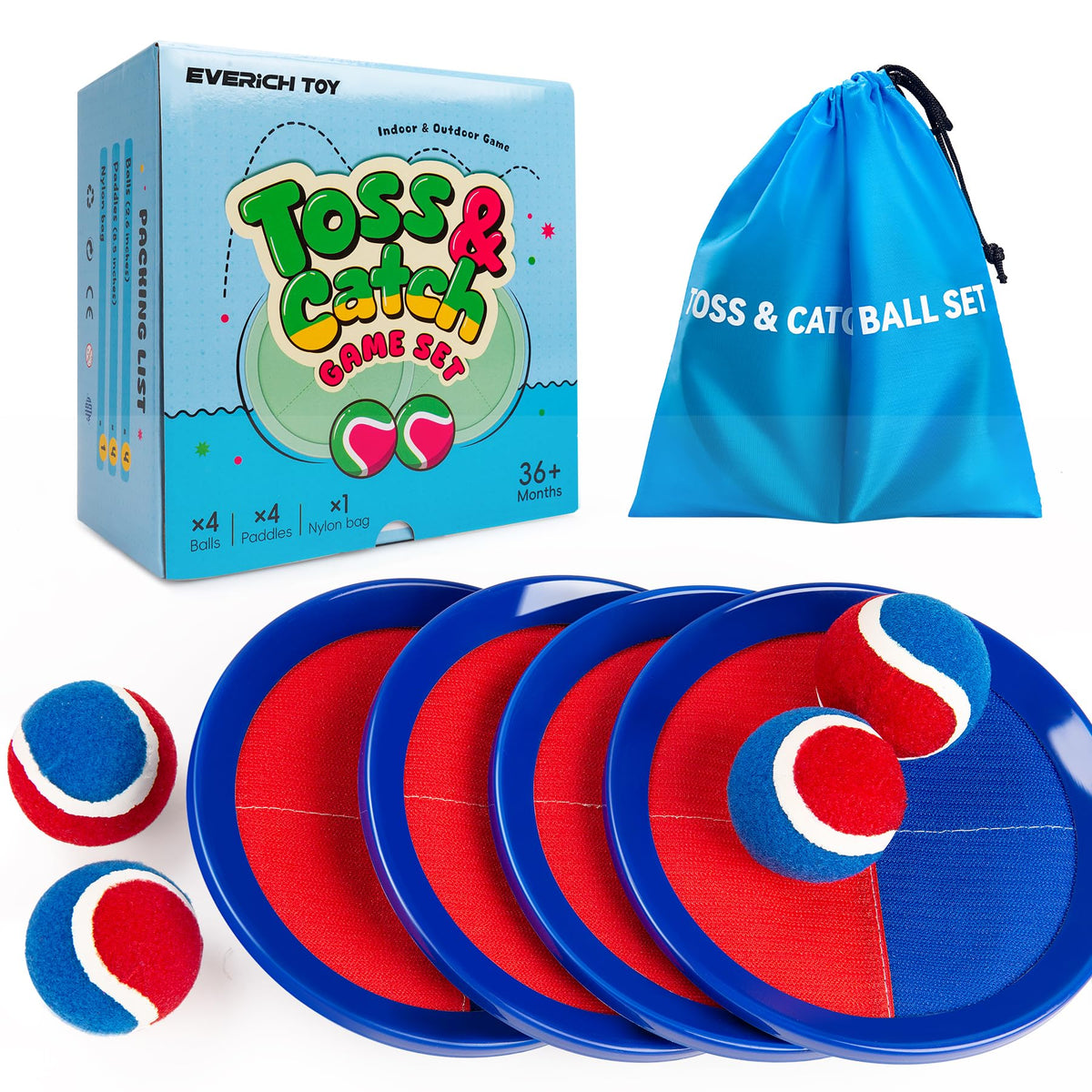 EVERICH TOY Upgraded Toss and Catch Ball Set on the beach for family fun and coordination.