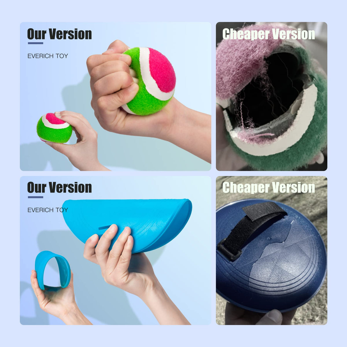 Water-resistant EVERICH TOY paddles and balls for beach or pool play.