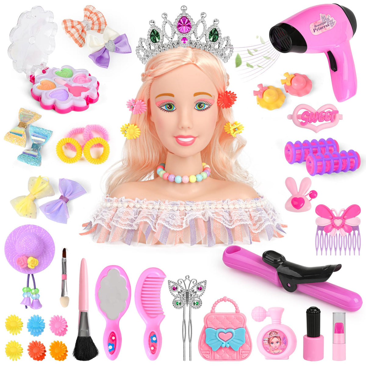 Everideals doll head styling set for creative pretend-play hair styling