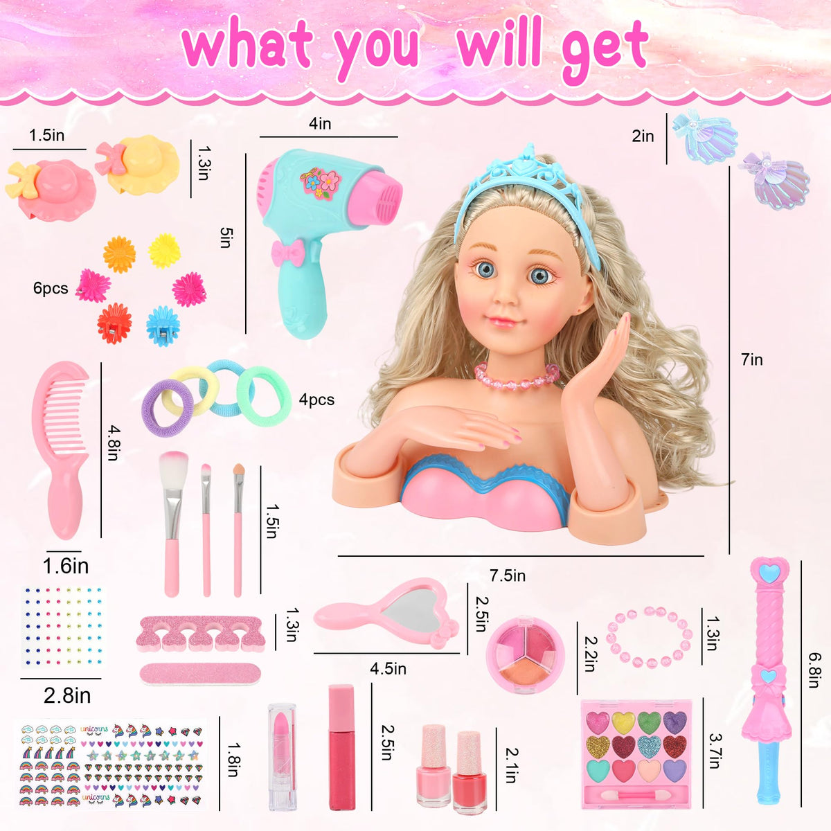 Everideals doll head included with styling tools to spark role‑play sessions