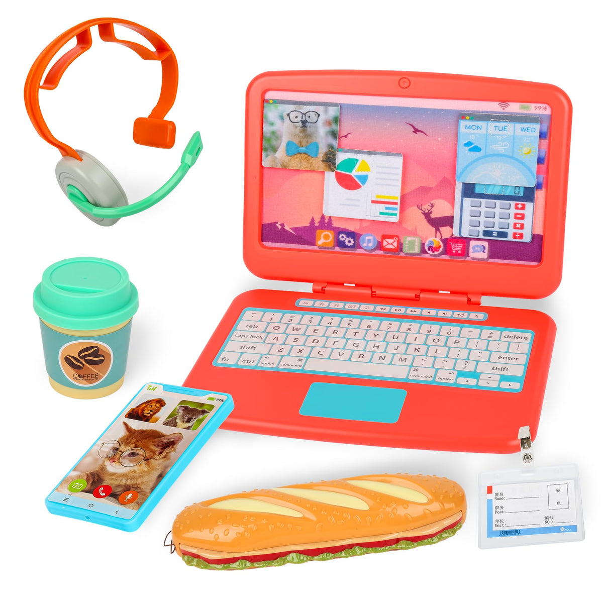 Everideals pretend-play home office laptop supports imaginative learning and early numeracy.