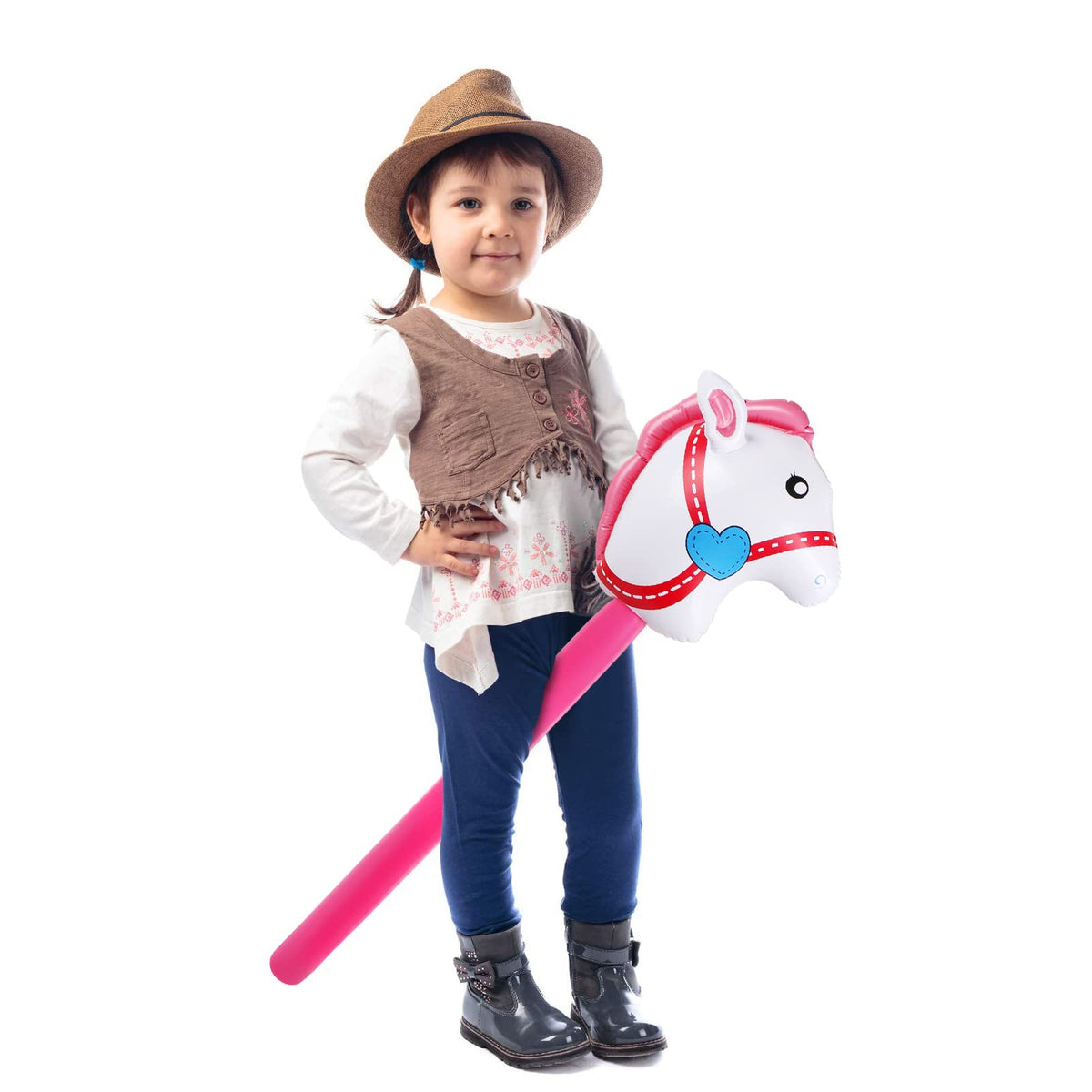 EverMarket baby shower pink stick horse adds festive flair and interactive play