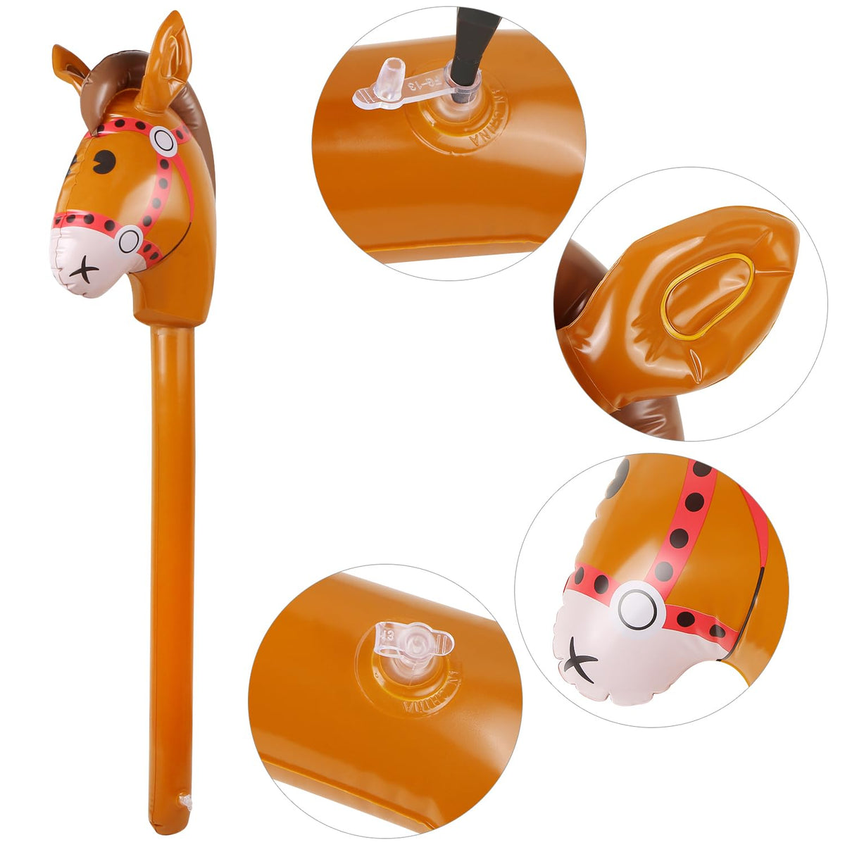 Evermarket brown inflatable horse head stick adds festive western flair.