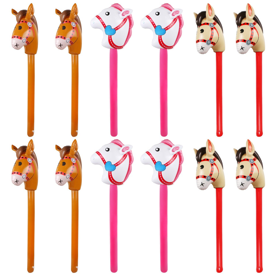 Evermarket inflatable stick horse 38in horse head for lively party decor.