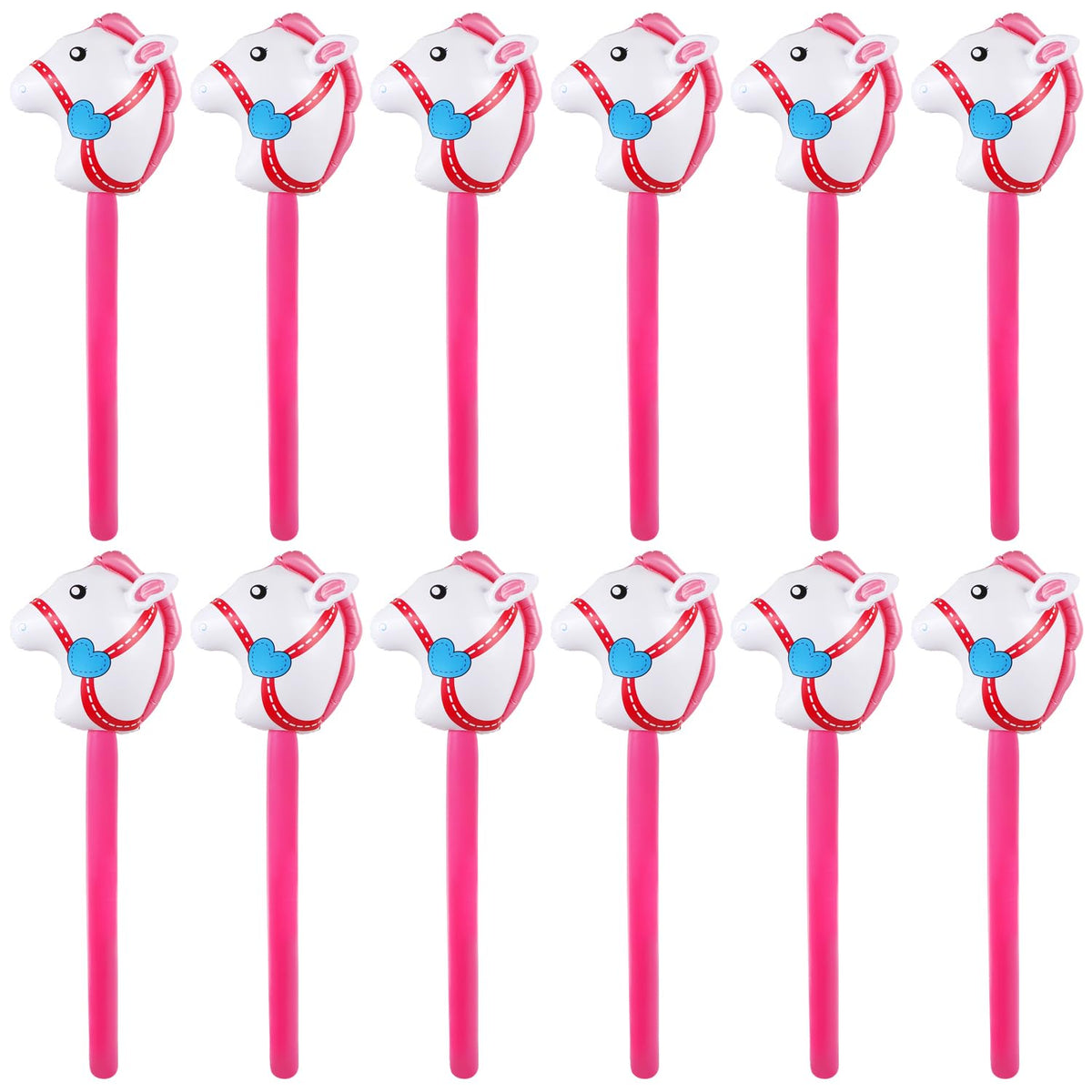 EverMarket inflatable stick horse head in pink for party decor and playful photos