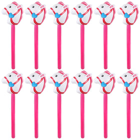 EverMarket inflatable stick horse head in pink for party decor and playful photos