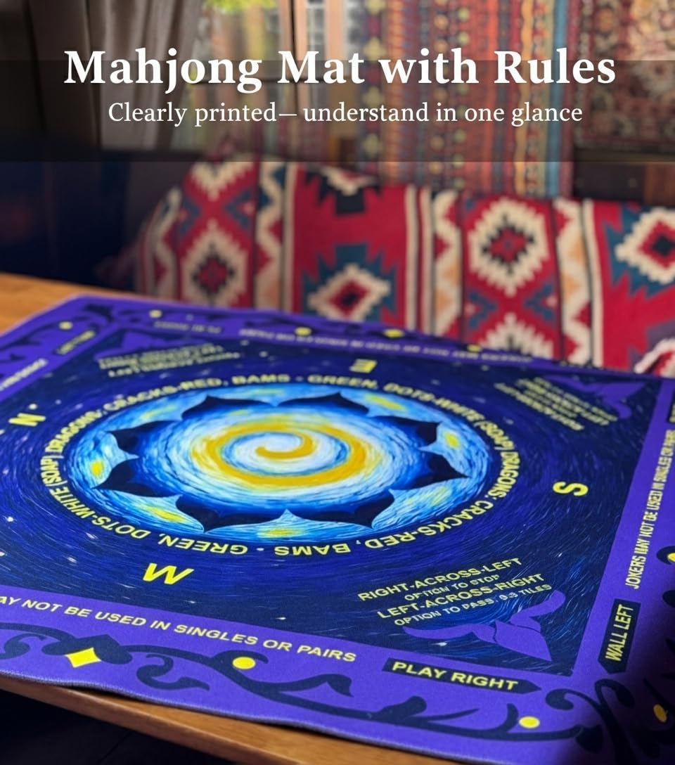 EVERSHOW multi-use mat fits mahjong, dominoes, and card games.