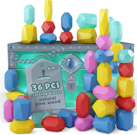 EVERSMART Wooden Stacking Blocks set – colorful, safe blocks for imaginative play