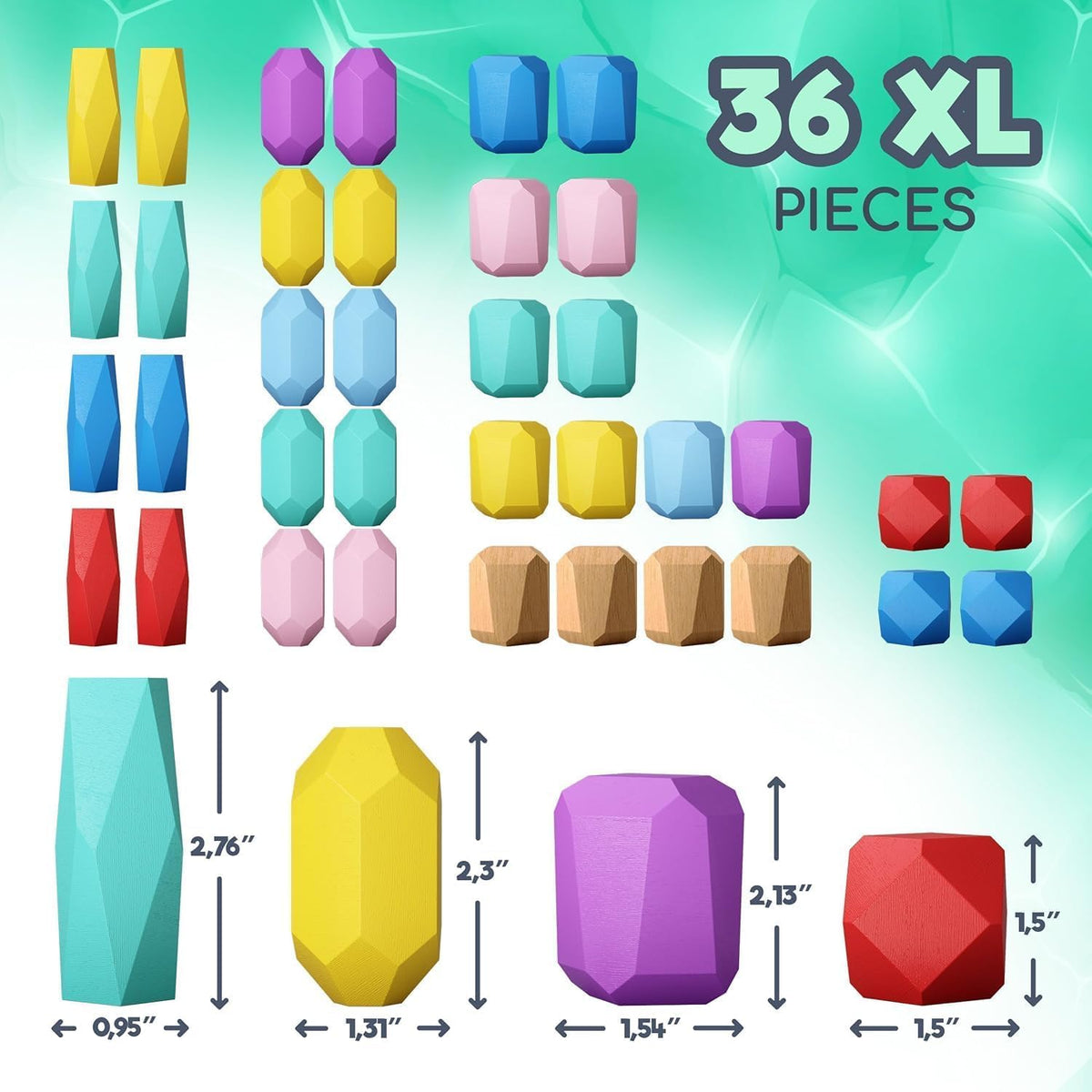 EVERSMART blocks with varied sizes – supports fine motor skills and stacking