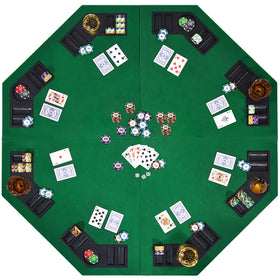 EVIEUN 48-inch foldable table top with eight seats for social casino-style games.