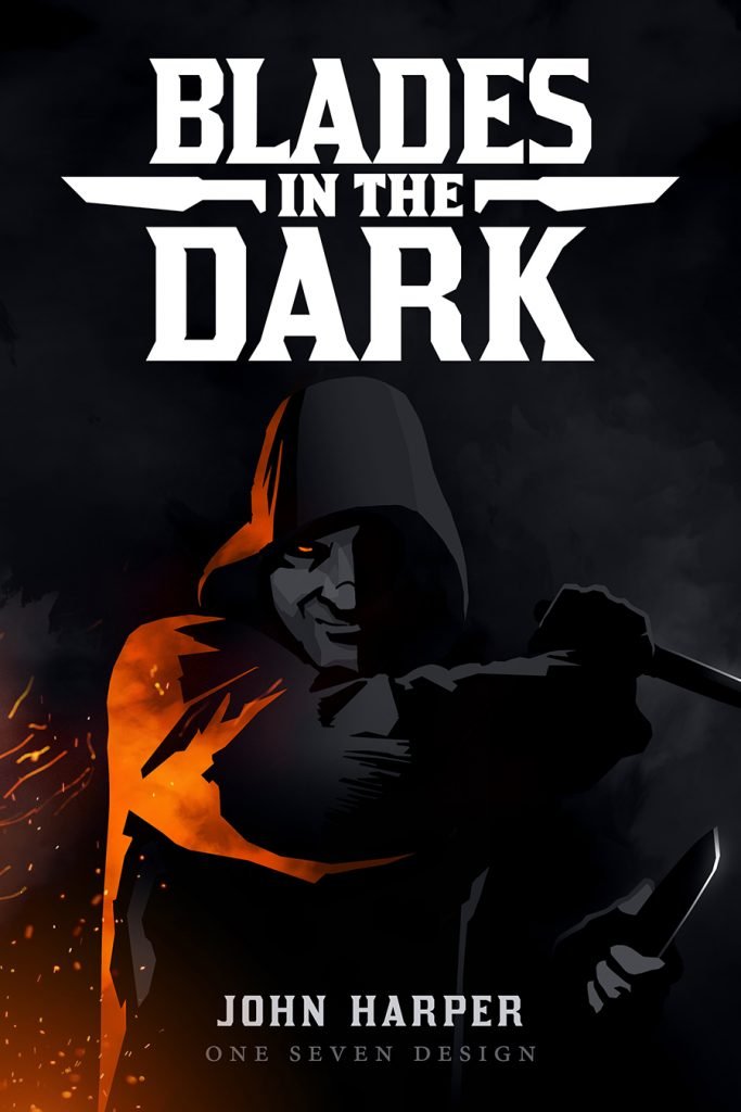 Evil Hat Productions' Blades in the Dark cover art captures moody street life for immersive tabletop sessions.