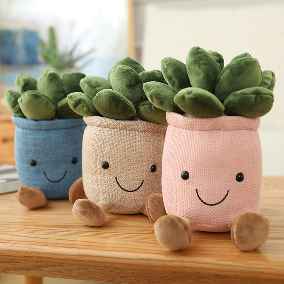 Evlooe succulent plush toy pink close-up, ultra-soft feel ideal for comforting kids.