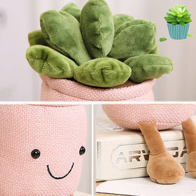 Evlooe succulent plush trio, cute set ideal for kids' rooms and shelves.